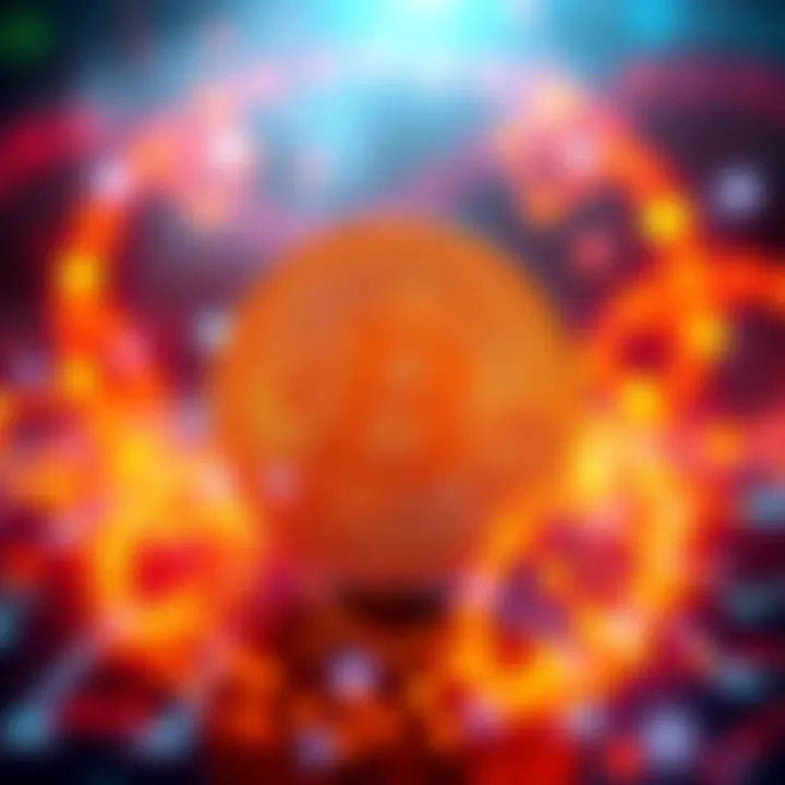 A digital graphic showing a Bitcoin symbol surrounded by bright lights and numbers, celebrating the mining of 20 million Bitcoins.