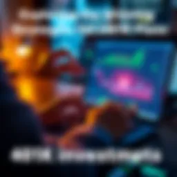 A person analyzing a 401K investment plan on a laptop with financial graphs and charts displayed on the screen.