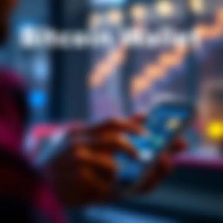 A person using a smartphone to access their Bitcoin wallet on a crypto app