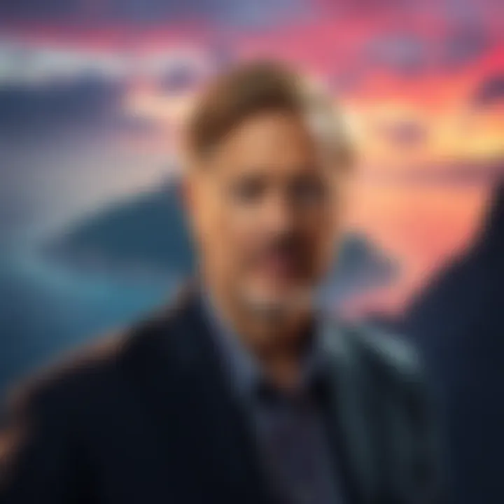 Blockstream CEO Adam Back with a backdrop of Epstein's island, raising ethical questions in cryptocurrency.