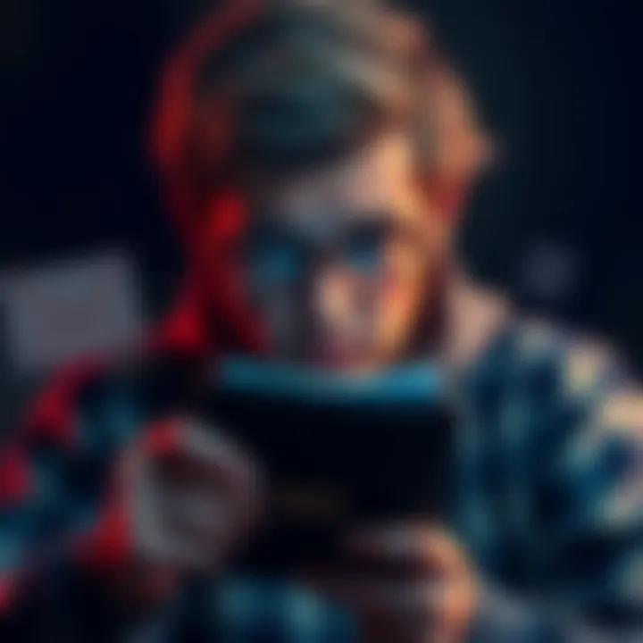 Individual with ADHD looking at a hard wallet, with a concerned expression, surrounded by reminders to keep it safe.