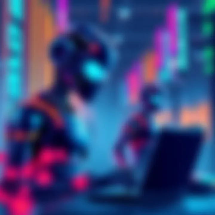 Illustration of AI agents working in decentralized finance with traditional crypto builders in the background