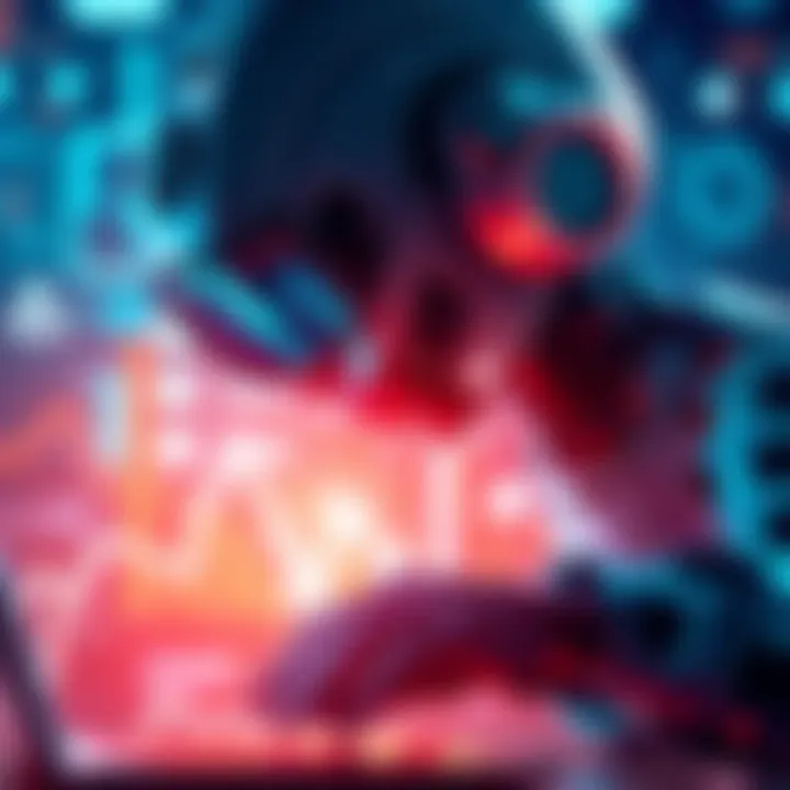 An AI compliance agent overseeing banking regulations with digital elements symbolizing tech and finance