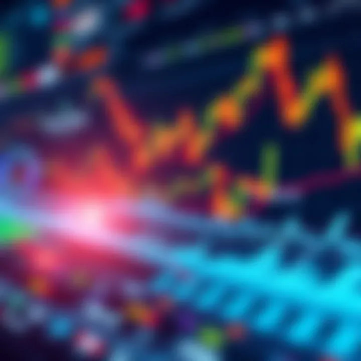 AI and Finance A digital representation of AI technology analyzing stock market trends with graphs and charts in the background.