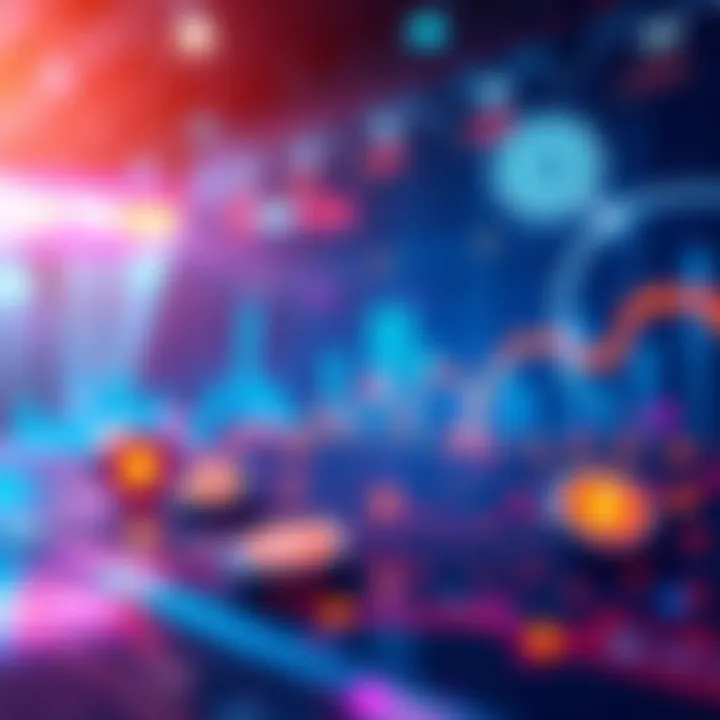 A graph showing the fluctuation of cryptocurrency prices with AI-themed icons around it