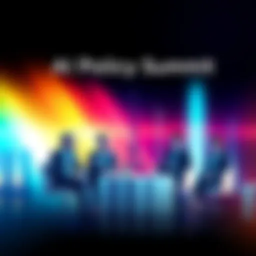 Graphic depicting the AI Policy Summit with Rep. French Hill and industry leaders from Hedera and Capital One discussing AI policy.