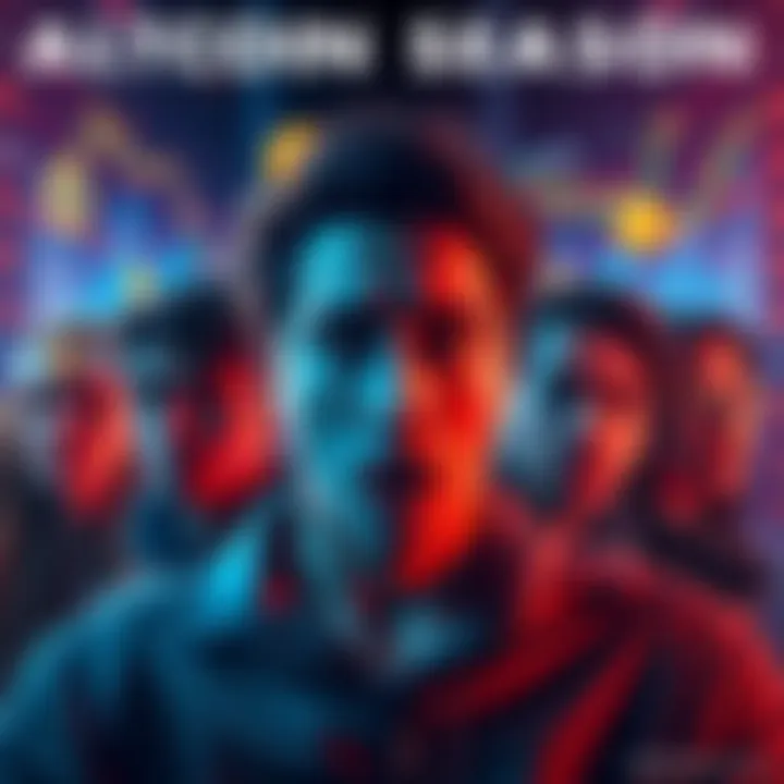 Altcoin Season Fear and Excitement A visual representation of people experiencing mixed emotions over altcoins, with images of popular coins like SOL and DOGE in the background, showing highs and lows in the market.