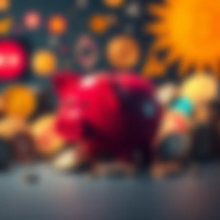 Visual representation of a broken piggy bank surrounded by various altcoin symbols, highlighting the dangers of investing in cryptocurrencies.