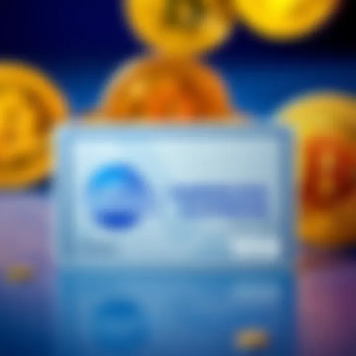 American Express and Coinbase Credit Card A credit card featuring American Express and Coinbase logos, with Bitcoin symbols in the background, representing Bitcoin rewards.