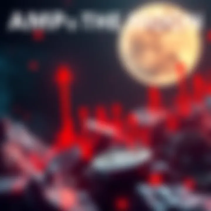 A visual representation of the rising trend of Amp cryptocurrency with upward arrows and market indicators