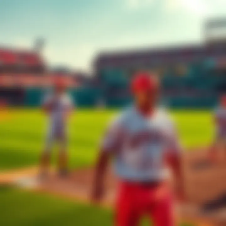 Los Angeles Angels on the field Los Angeles Angels players practicing on the field, preparing for their upcoming matchups while showcasing teamwork and focus.