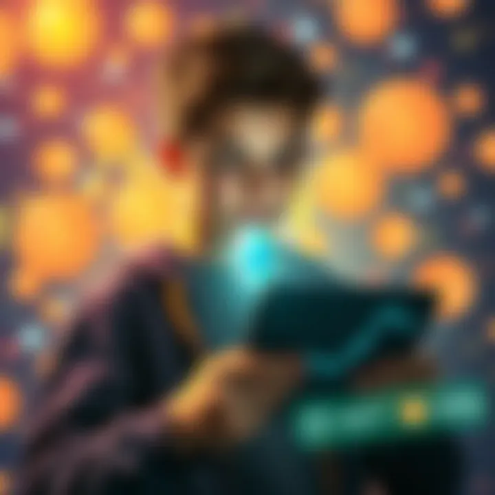 A young person exploring Ethereum trading options without ID verification, showcasing a digital wallet and VPN setup, with a vibrant background of digital currency symbols.