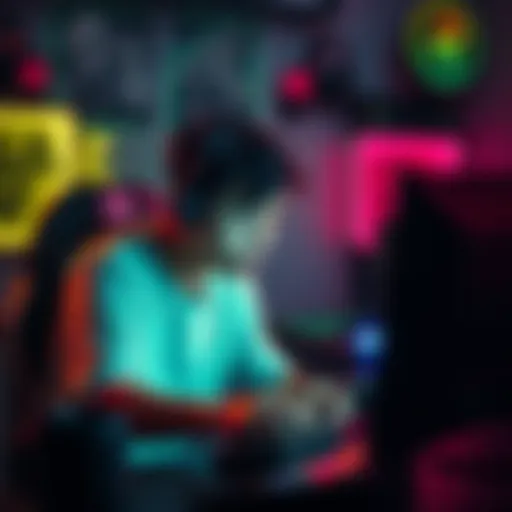 A gamer looking stressed and anxious while playing a co-op game on a computer, surrounded by gaming gear.