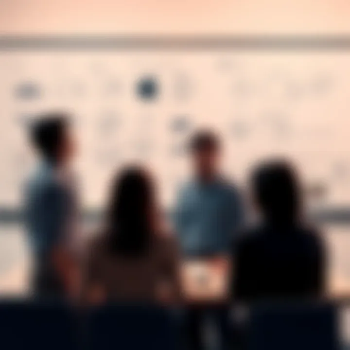 Features people want for Apple TV A group of people discussing their desired features for the next Apple TV, with sketches and ideas on a whiteboard in the background