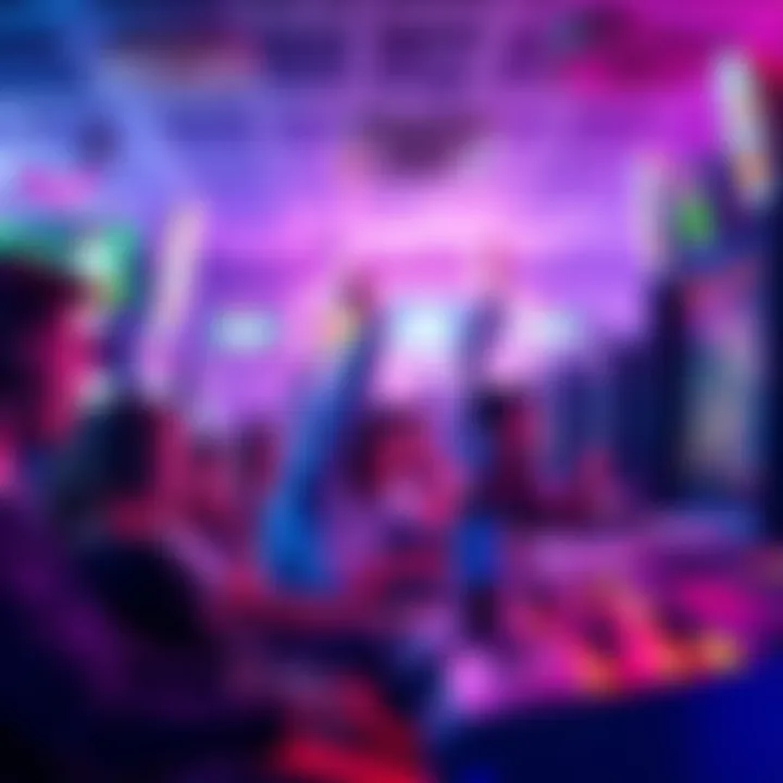 Arcade Event Gameplay Arcade enthusiasts playing a game together, celebrating character boosts and rewards during the event.
