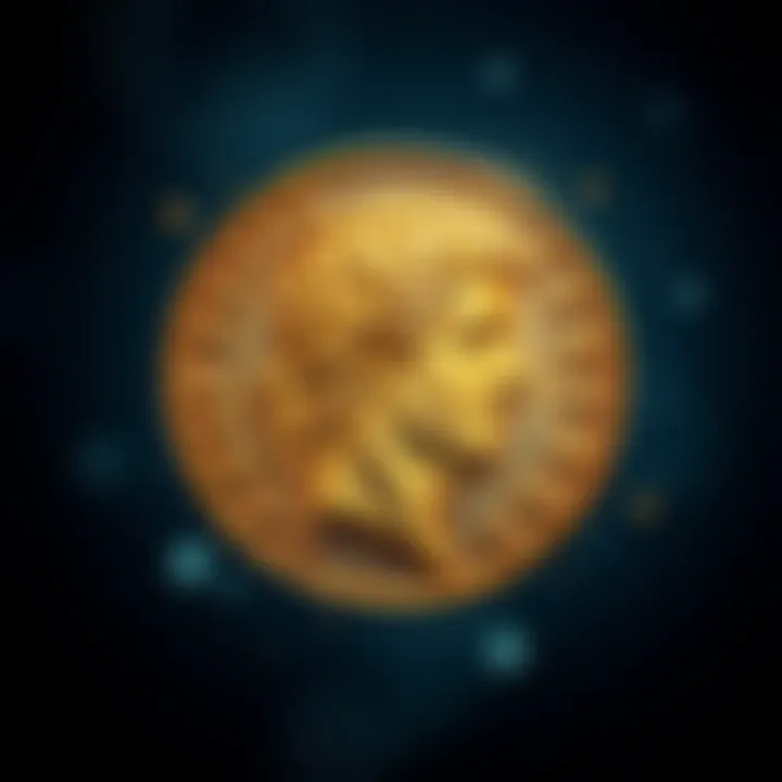 Aureus of Diocletian Aureus coin featuring the head of Jupiter, representing Diocletian's reign in 302 AD.