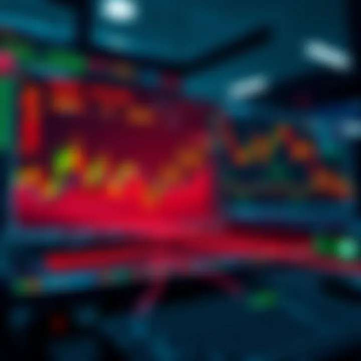 A computer screen displaying graphs and charts showing rapid market changes, highlighting automated trading activities during volatility.