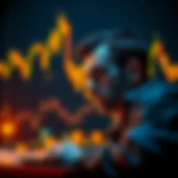 A worried trader looking at falling cryptocurrency charts, symbolizing mistakes in a bear market.