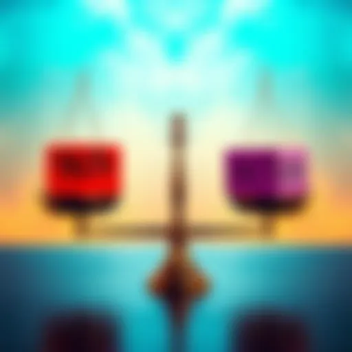 A scale with truth and fiction represented as objects, symbolizing the struggle between fact and misinformation.