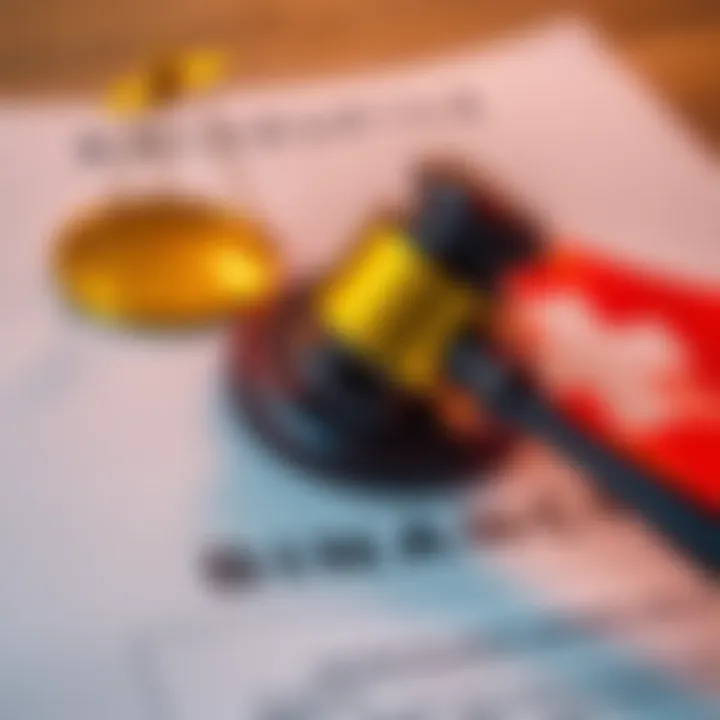 A gavel and legal documents representing the bankruptcy warning issued against Binance Switzerland AG.
