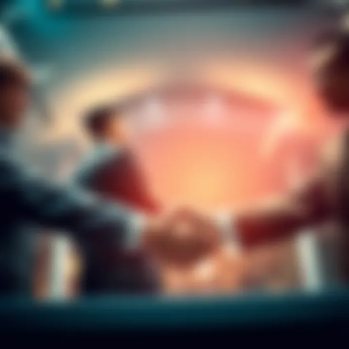 Representatives from major banks and crypto companies shake hands after finalizing the CLARITY Act yield deal