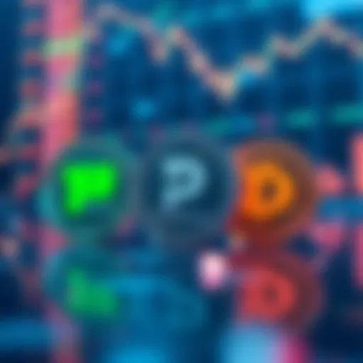 Three distinct tokens representing Pepeto, Patos, and DeepSnitch against a digital background showing market trends and investments.