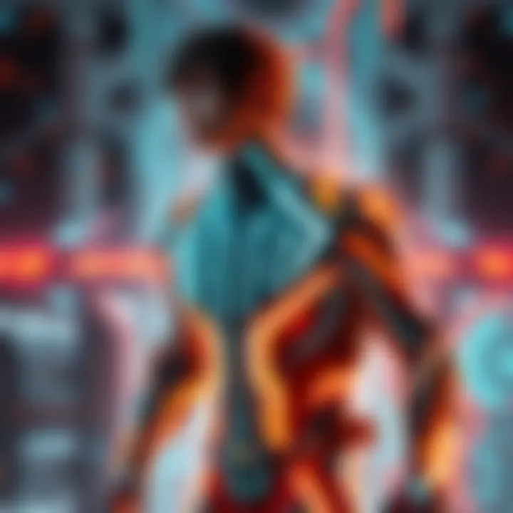 Beck Transforming into Tron Beck from Tron Uprising starting to change into Tron, showcasing his glowing suit and digital surroundings