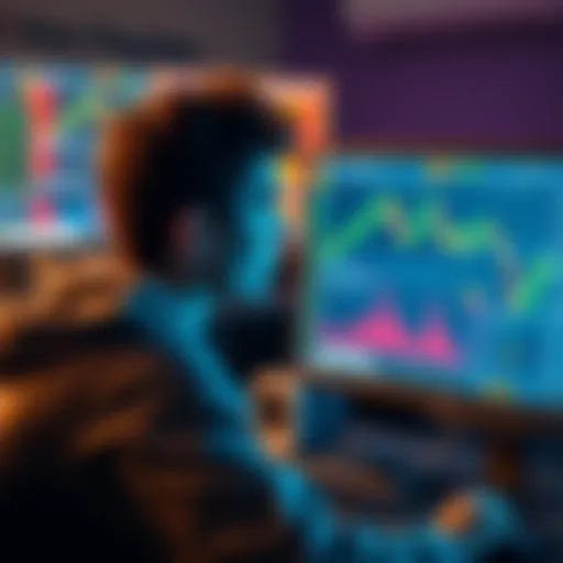 A person looking at a computer screen displaying cryptocurrency charts and information, representing a beginner's journey into the crypto world.
