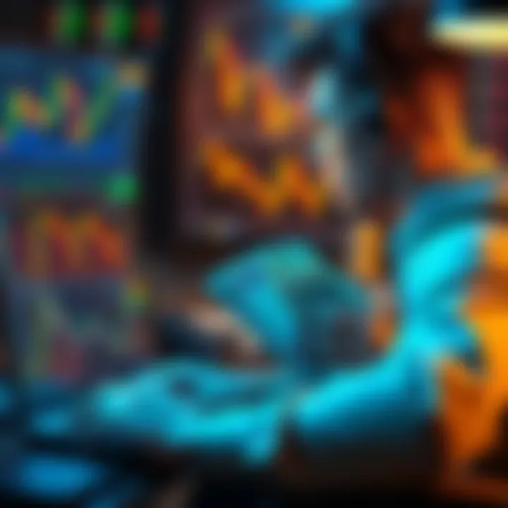 Beginner crypto trader with 100 euros A person looking at a laptop with cryptocurrency charts, holding 100 euros in cash, representing beginner crypto trading