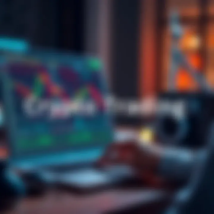 A beginner setting up tools for crypto trading on a laptop, with charts and indicators displayed on the screen