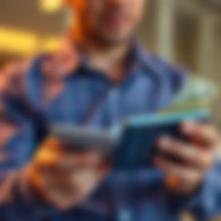 A beginner examining finances with a calculator and cash, symbolizing the start of investing.
