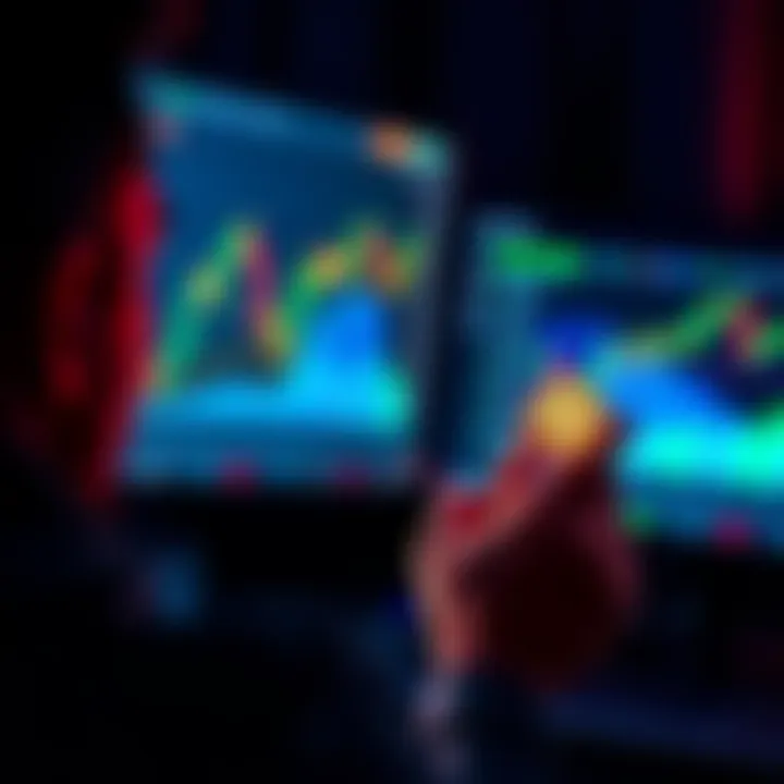 Beginner Mistakes in Crypto A person looking at a screen displaying cryptocurrency charts while holding a coin in hand, representing common mistakes beginners make in crypto investing.