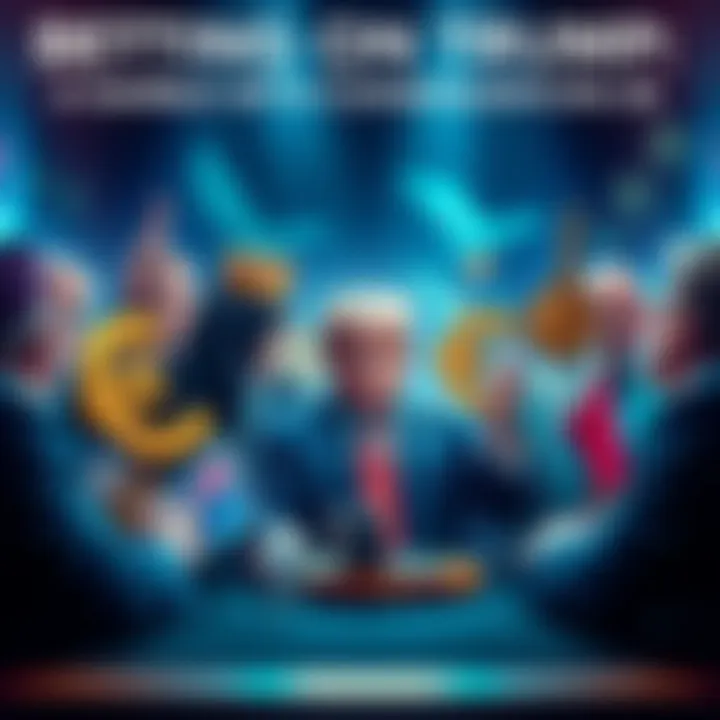 A visual representation of the risks and rewards of betting on Trump, featuring symbols of finance and politics.