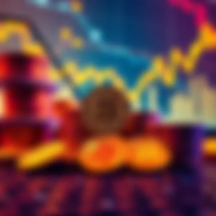 A visual representation of Binance accumulating Bitcoin during a market dip with a graph showing price decline and Bitcoin stacks in the background.