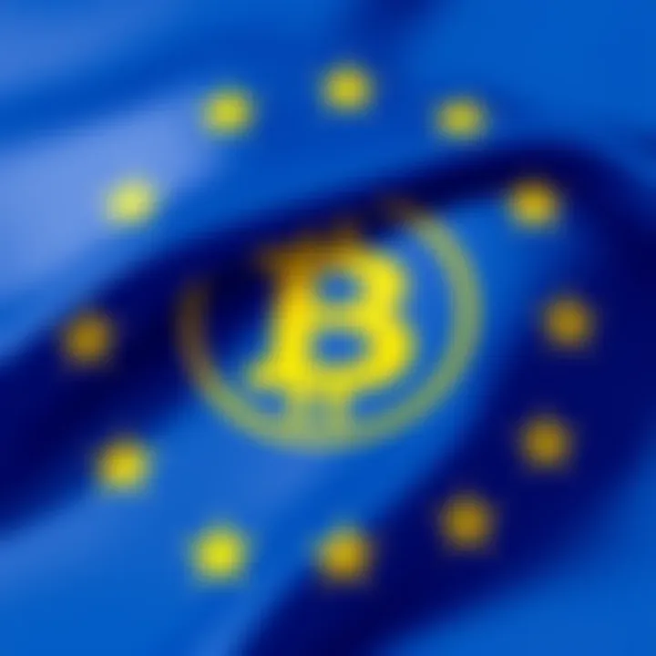 Binance logo shown with a European Union flag background to signify operations suspension in EU countries