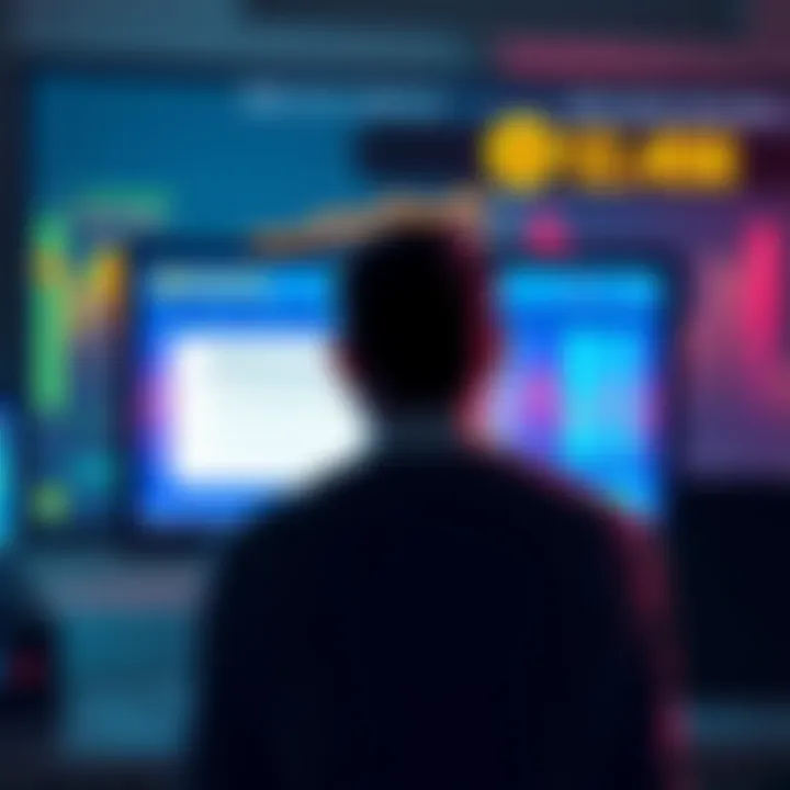 A person looking at a computer screen showing a cryptocurrency exchange with a notice about paused withdrawals.