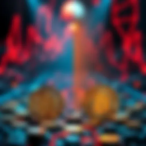 A visual comparison of Bitcoin and AI investments with symbols of currency and technology