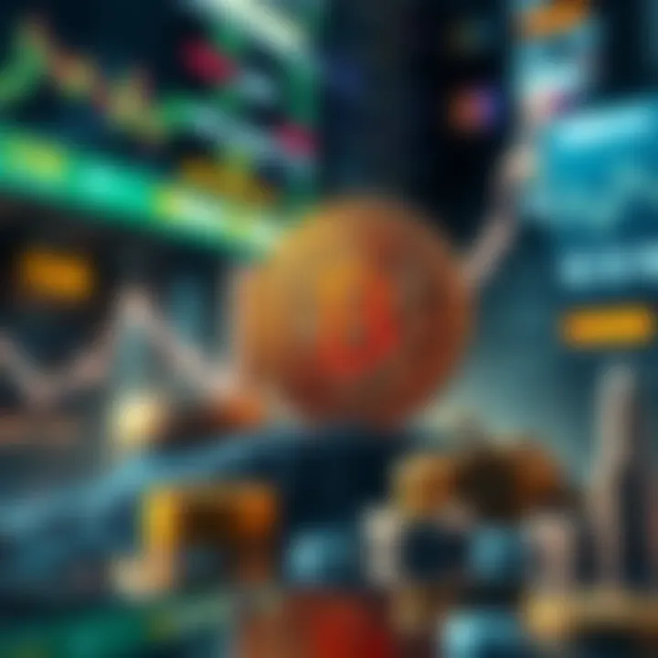 A visual representing Bitcoin's rise with a graph showing upward trends, alongside symbols of institutional investment like banks or corporations.