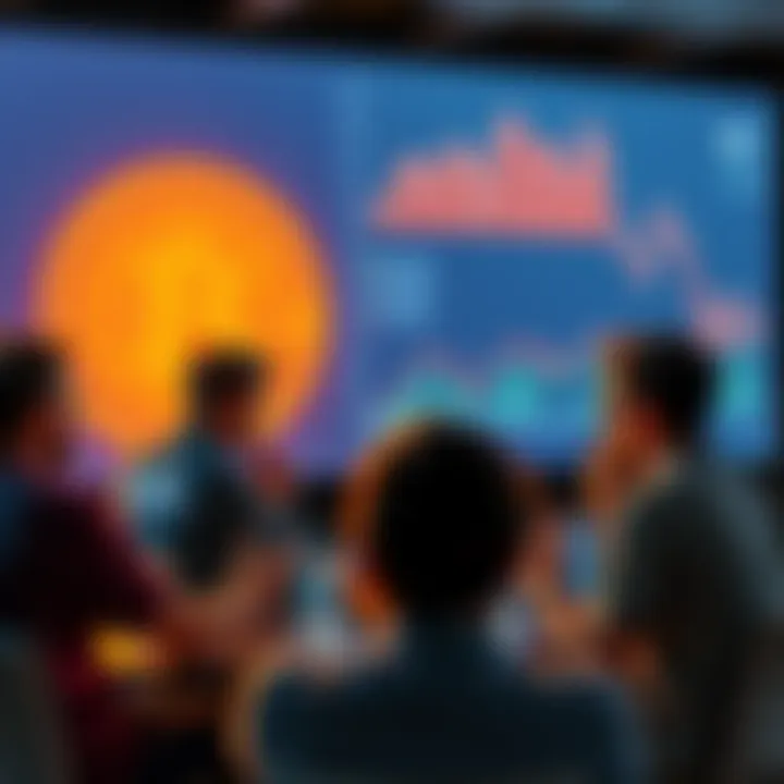 Bitcoin Core DoS Exploit Discussion A group of people discussing Bitcoin security vulnerabilities at the 0xB10C event in FlorianΓ³polis, Brazil, with charts and graphs visible in the background.