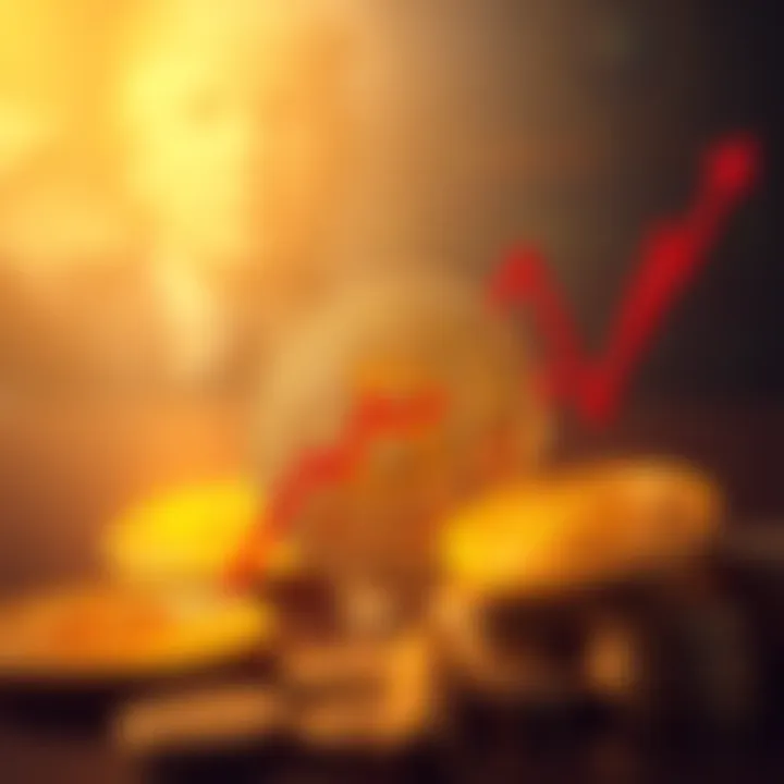 Graph showing Bitcoin's value dropping sharply against a background of political symbols related to Trump