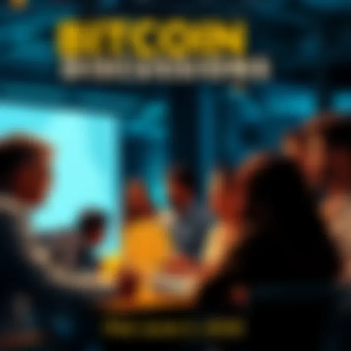 A group of people engaging in a lively discussion about Bitcoin, sharing ideas and questions