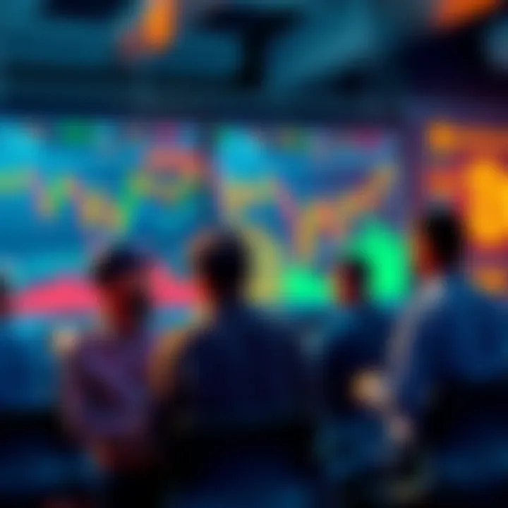 Bitcoin Discussion Thread Participants engaging in a discussion about Bitcoin with charts and graphics in the background