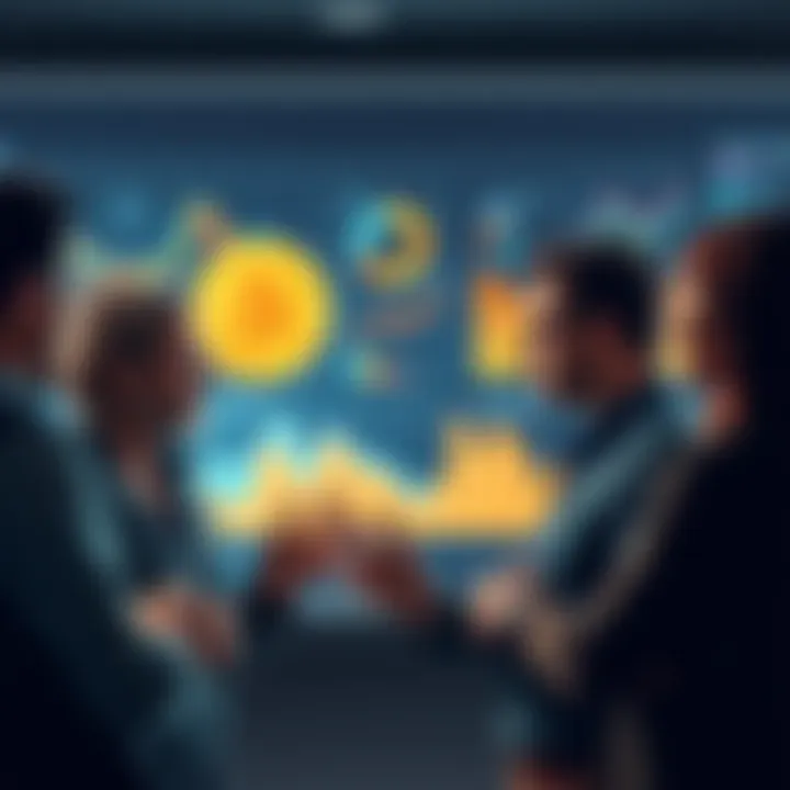 A group of people engaged in a serious conversation about Bitcoin, with charts and graphs in the background showing trends in monetary policy and capital controls.