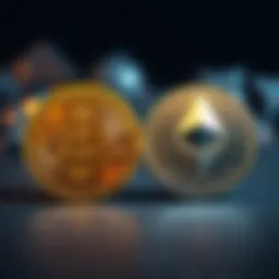 Logos of Bitcoin and Ethereum representing their differences in cryptocurrency