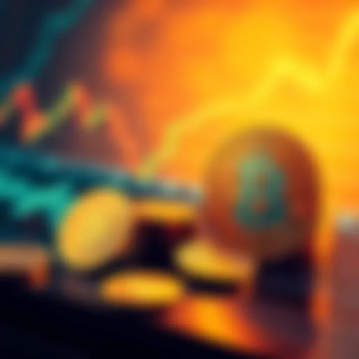 Graphic showing Bitcoin coins transitioning from cash to a stock market chart, symbolizing its change in use