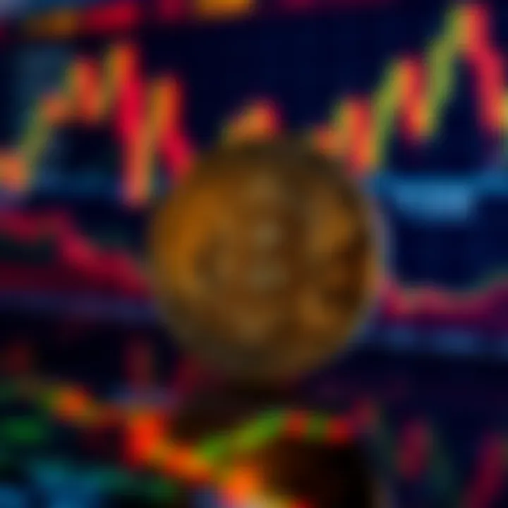Bitcoin logo overlaid on financial charts and market data