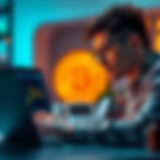 A person looking at a Bitcoin chart on a laptop, considering whether to invest in Bitcoin, with a thoughtful expression