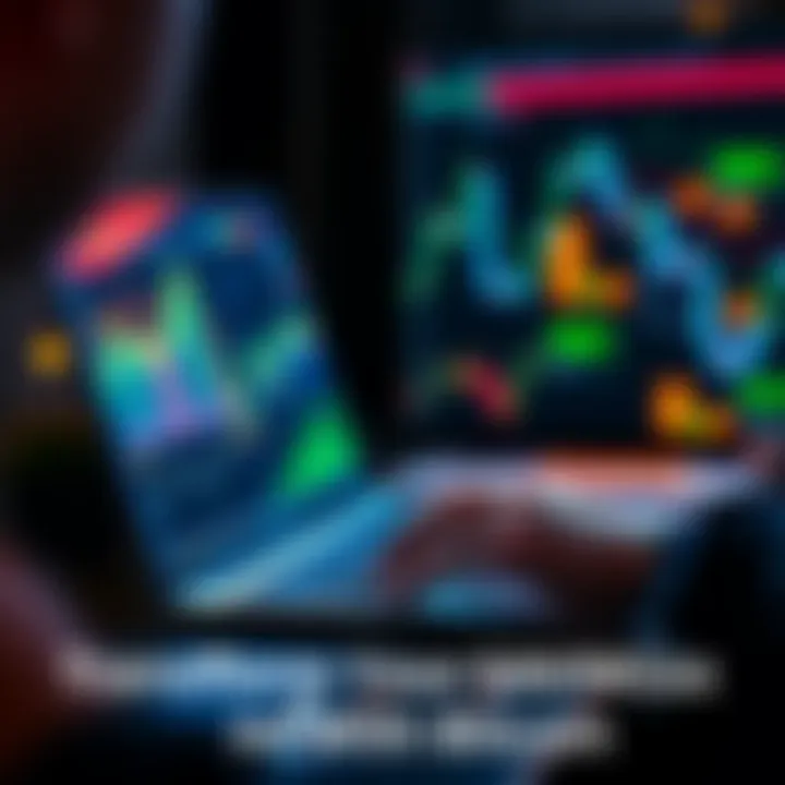A person analyzing Bitcoin charts and graphs on a laptop, symbolizing wealth growth through crypto investments.