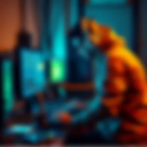 Person setting up a Bitcoin node with a computer and network cables