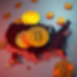 A graphic showing Bitcoin coins with a map of the USA, indicating widespread ownership among Americans.